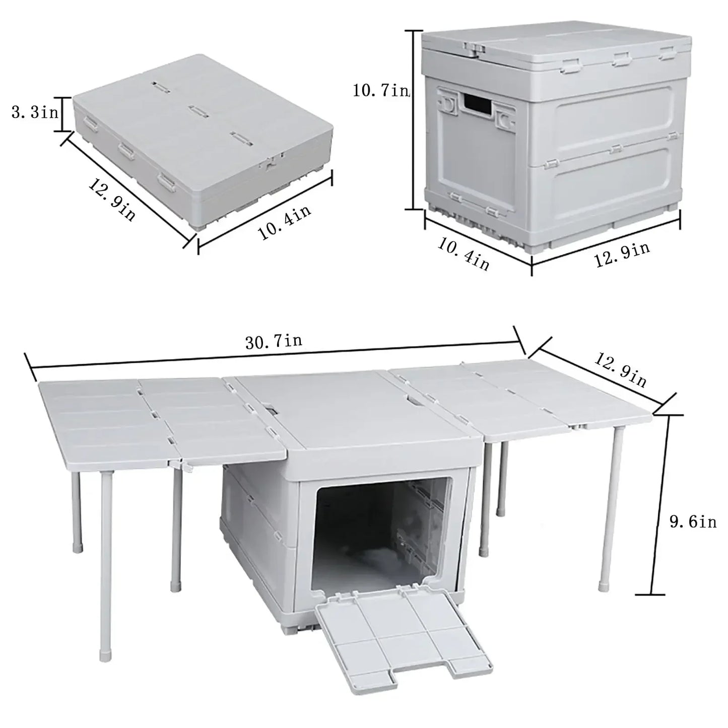 Portable Folding Camping Table with Storage Box and Lid