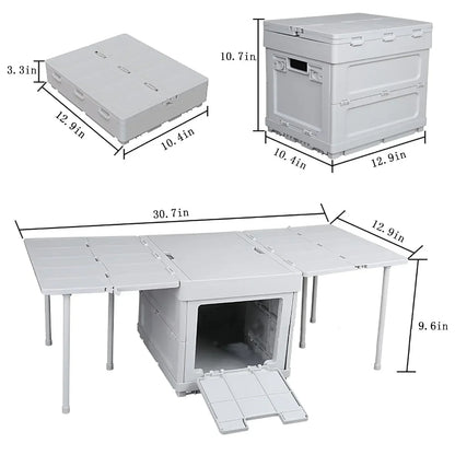 Portable Folding Camping Table with Storage Box and Lid