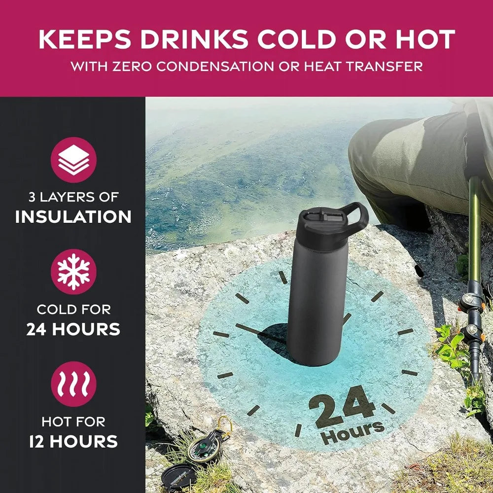 750 mL Stainless Steel Water Bottle Triple Insulated with Straw Lid