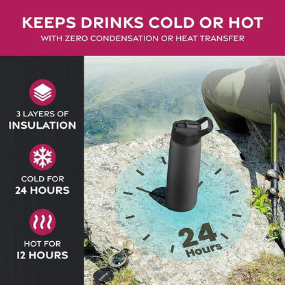 750 mL Stainless Steel Water Bottle Triple Insulated with Straw Lid