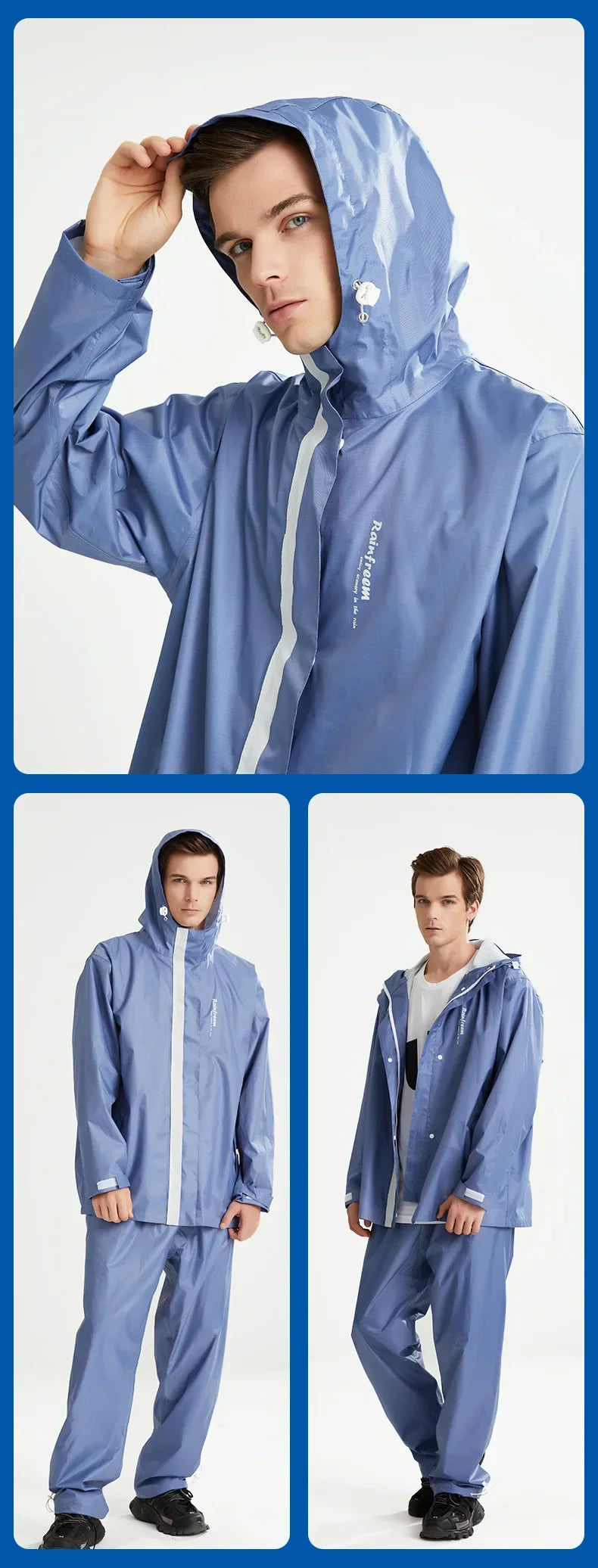 Adult Reflective Rain Suit Waterproof Jacket and Pants