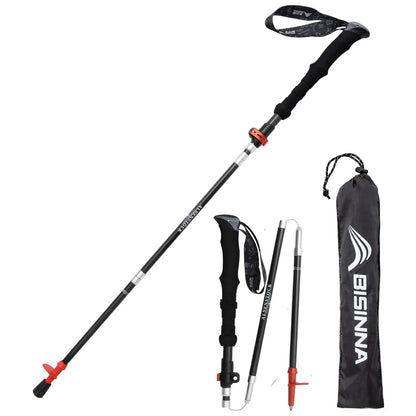 1 or 2 PCS Carbon Fiber Folding Trekking Poles Telescopic Lightweight