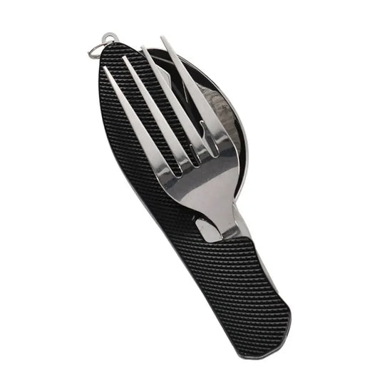 Foldable 3-in-1 Utensil Set Knife Fork Spoon for Camping Travel