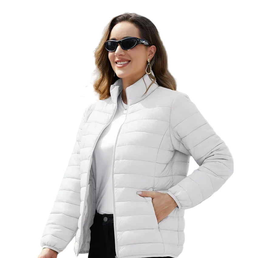 Women’s Lightweight Quilted Puffer Jacket Winter Zip Up Stand Collar