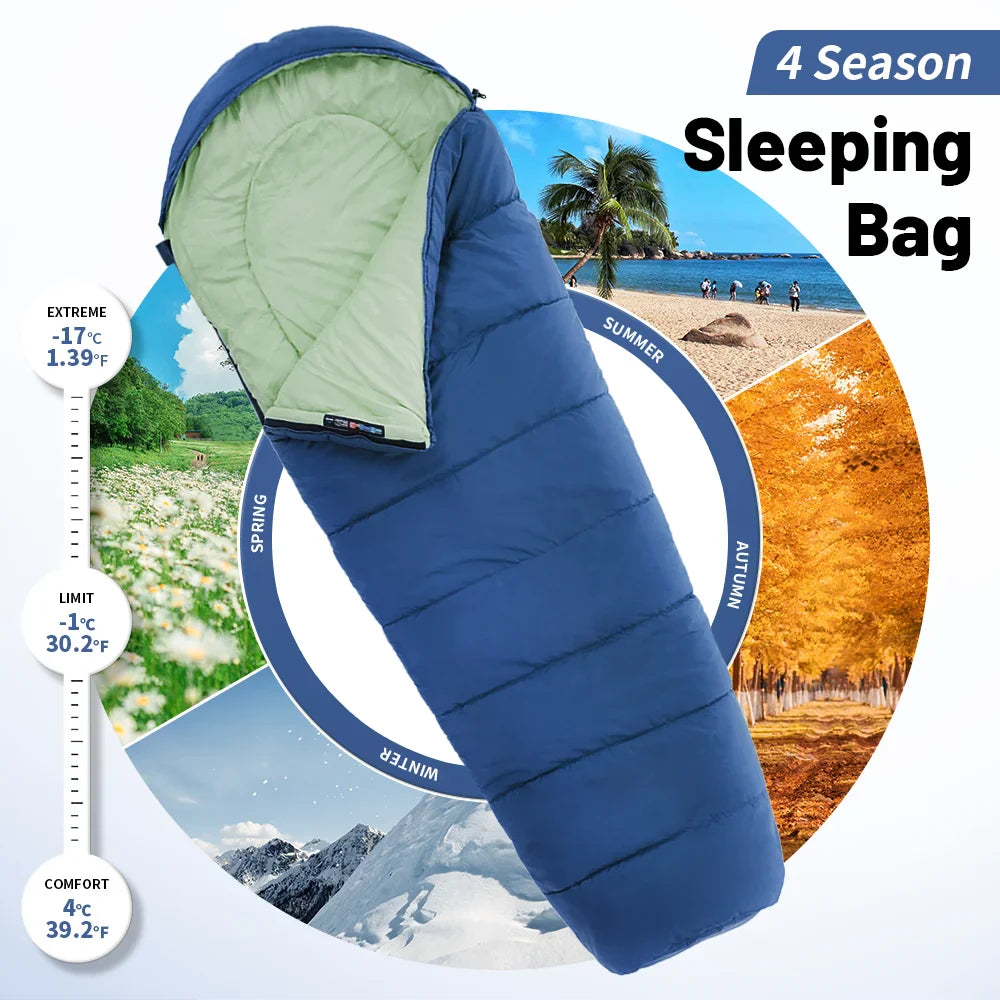 Ultralight Waterproof Cotton Mummy 4 Season Camping Sleeping Bag