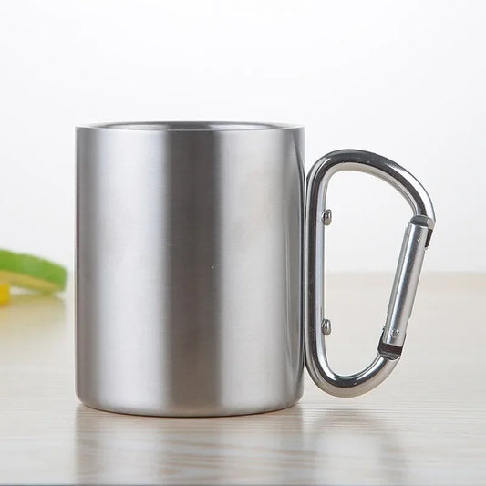 Stainless Steel Mug 220ml 300ml with Carabiner Handle