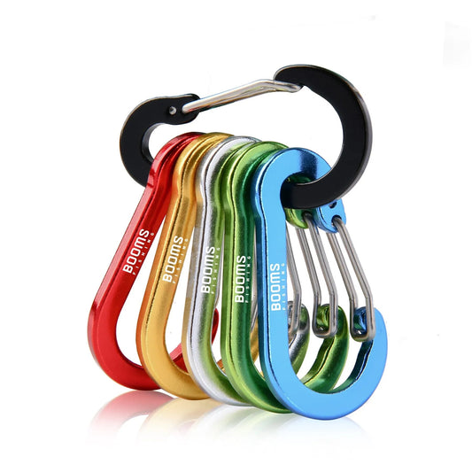 Booms Fishing CC1 – 6PCS Aluminum Carabiner Clip Set for Outdoor & EDC