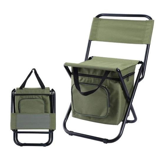 Folding Camping Chair with Backrest and Cooler Bag Lightweight