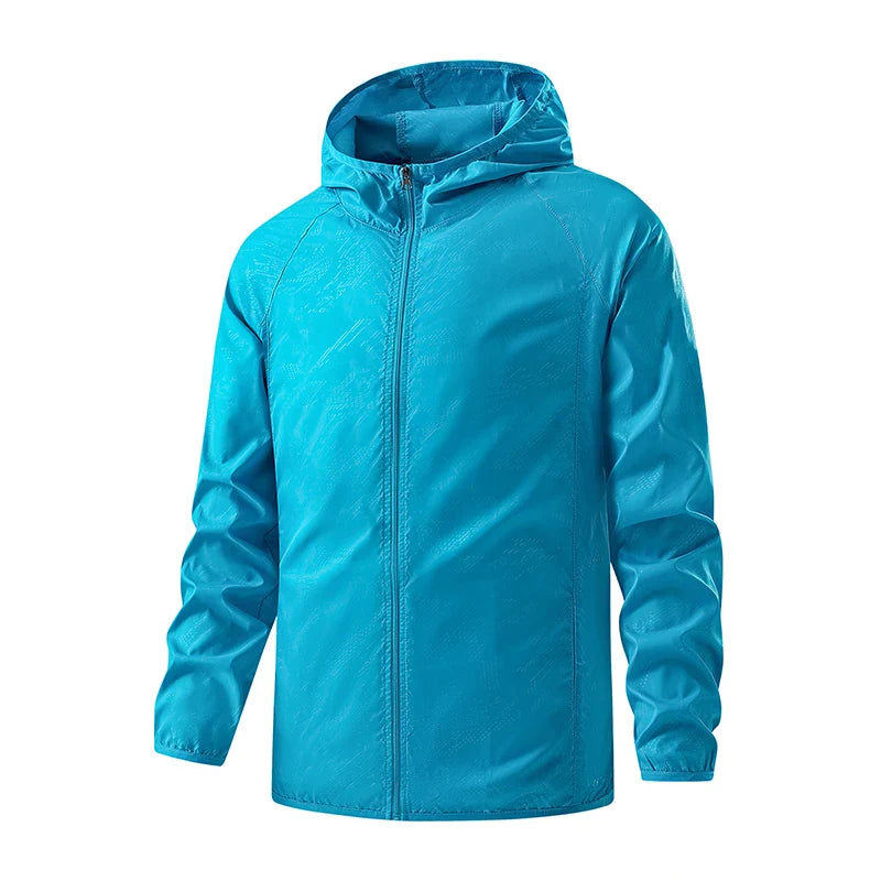 Unisex Hiking Rain Jacket Waterproof Windbreaker with Sun Protection