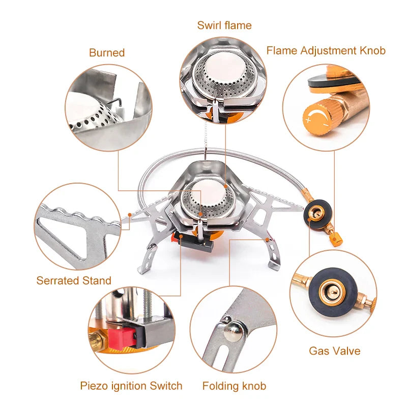 Portable Camping Gas Stove Windproof Folding Ultralight Cooker