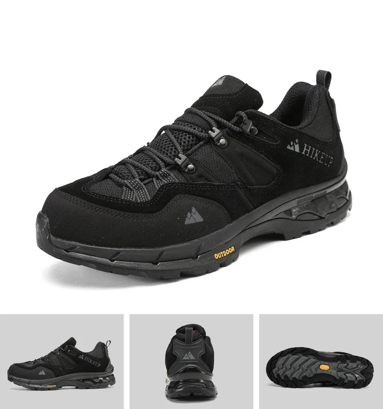 Men’s Leather Hiking Shoes Lace Up Wear Resistant for Trekking
