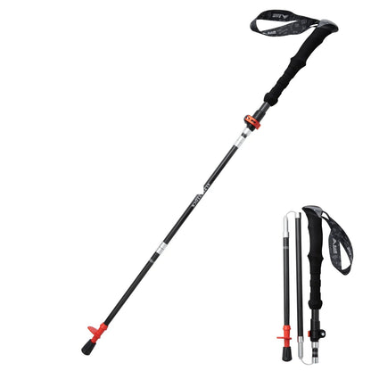 1 or 2 PCS Carbon Fiber Folding Trekking Poles Telescopic Lightweight