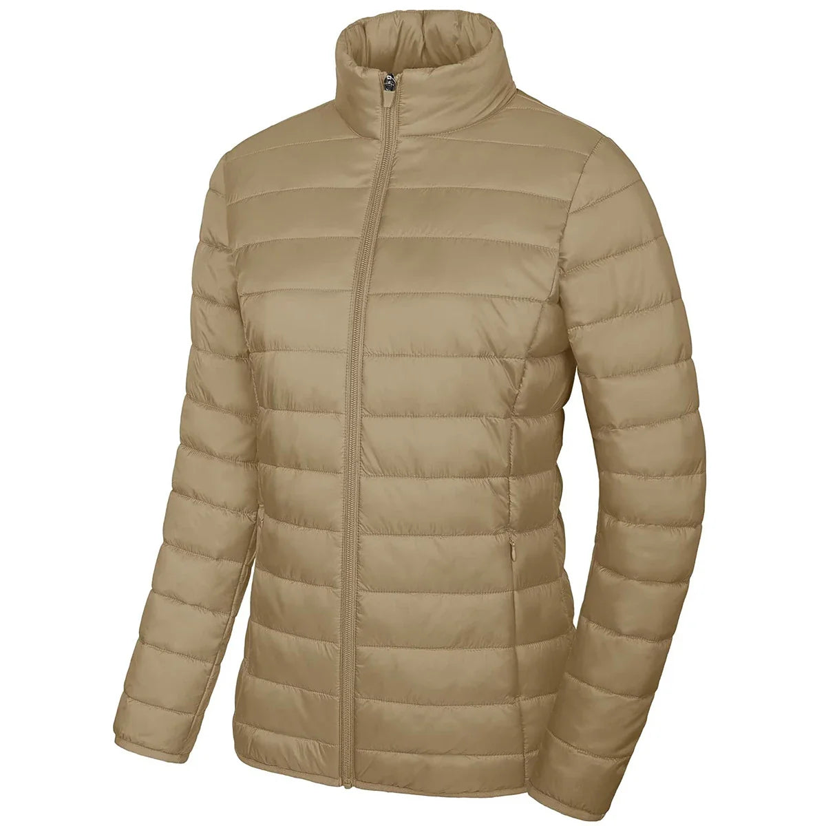 Women’s Lightweight Quilted Puffer Jacket Winter Zip Up Stand Collar