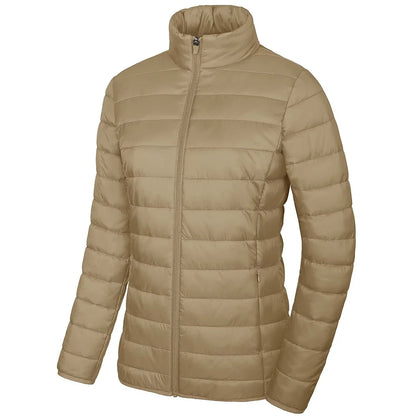 Women’s Lightweight Quilted Puffer Jacket Winter Zip Up Stand Collar