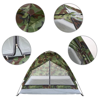 2 Person Single Layer Camping Tent Portable Camouflage for Summer