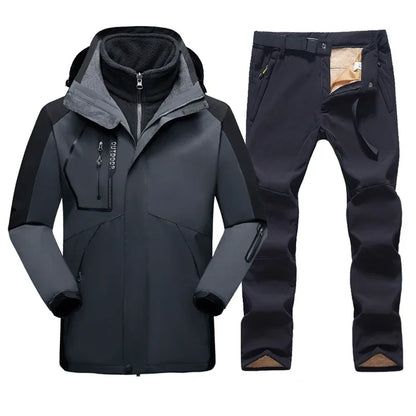 Men’s Winter Waterproof Jacket and Pants Set Windproof