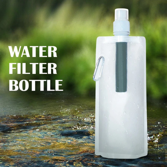 Portable Water Filter Straw Bottle for Camping and Emergency