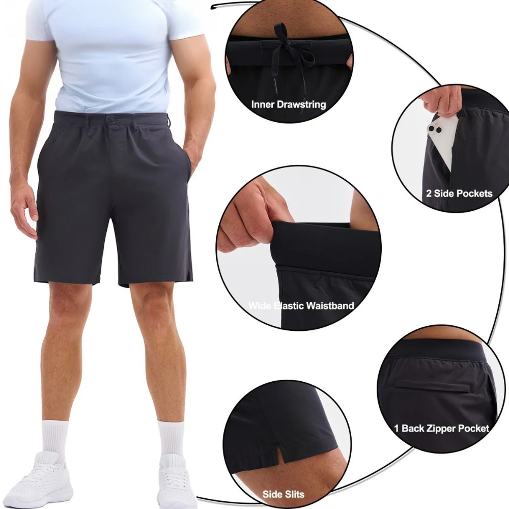 Men’s 8 Inch Hiking Shorts Lightweight Quick Dry with 3 Pockets