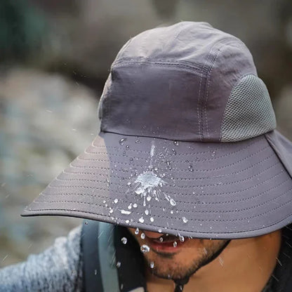 Unisex Wide Brim Bucket Hat with Neck Cover