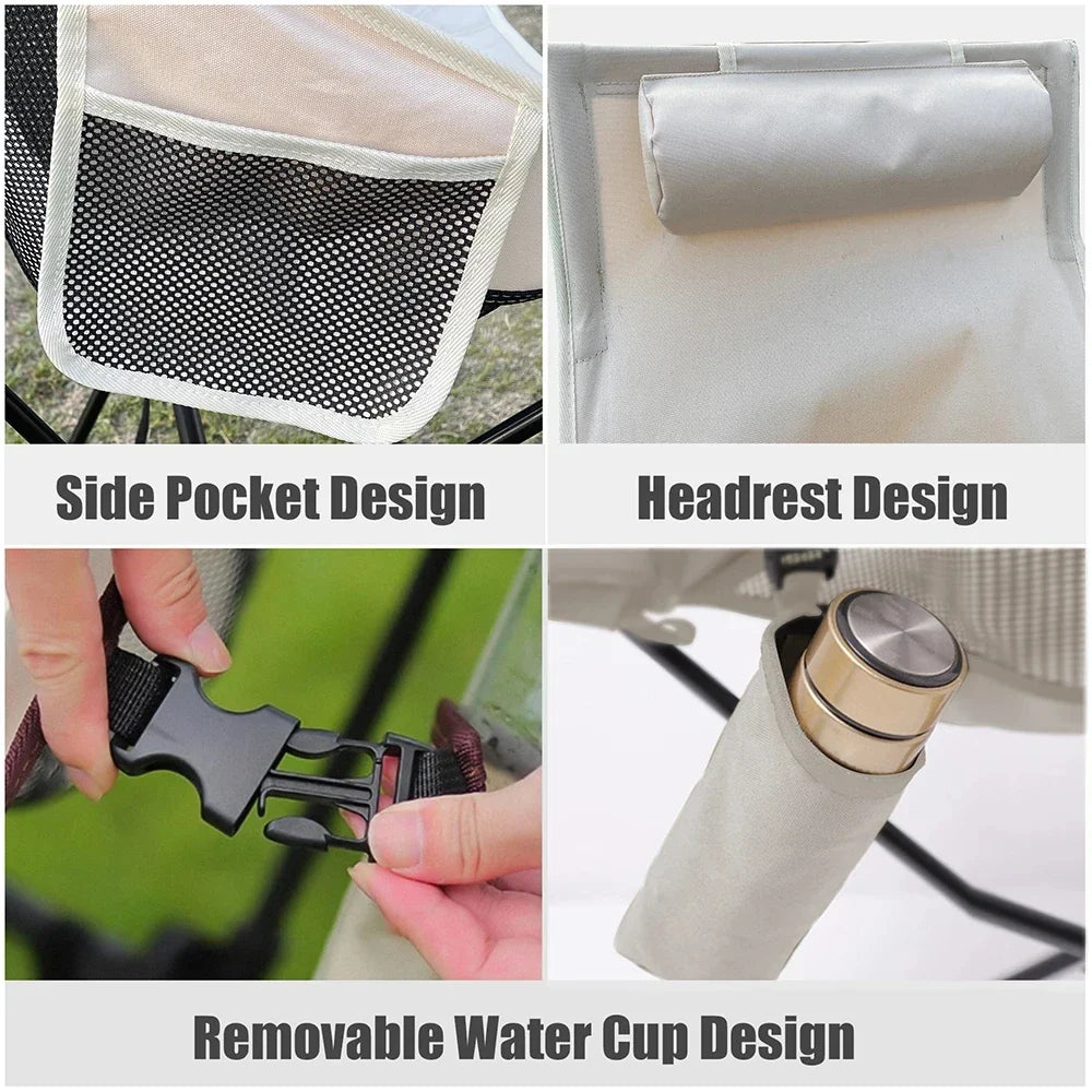 Folding Camping Chair with Headrest Aluminium Alloy Lightweight