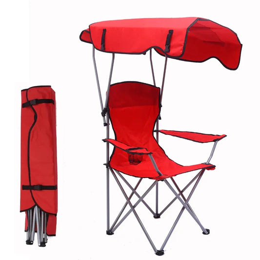 Folding Camping Chair With Cup Holder Canopy and Carry Bag