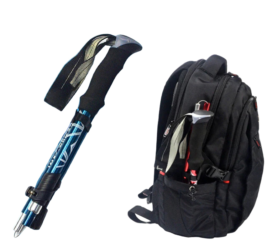 5 Section Telescopic Trekking Pole Folding Portable with Carry Bag