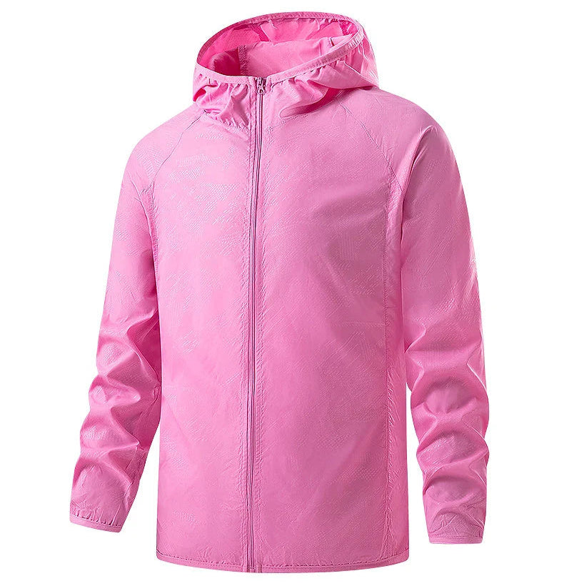 Unisex Hiking Rain Jacket Waterproof Windbreaker with Sun Protection
