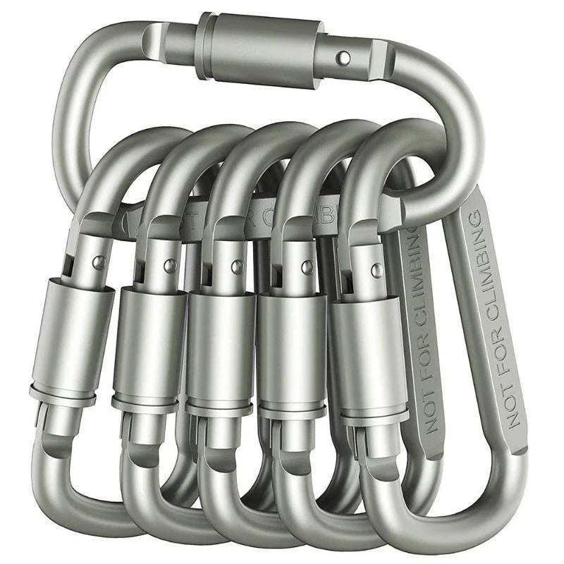 4 to 6 Pack Aluminum Carabiner Set Keychain Clips EDC for Camping