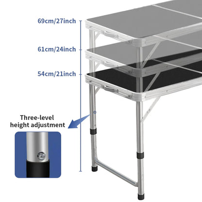 Adjustable Height Folding Camping Table Portable Small Size