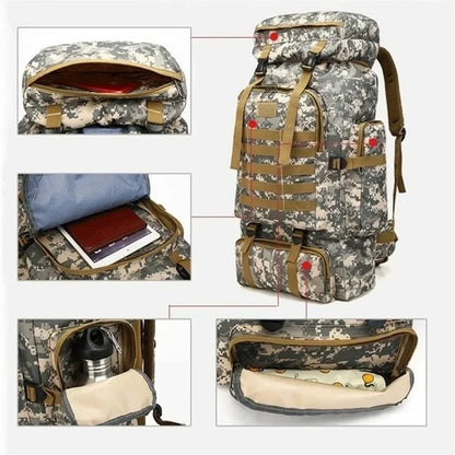 100 L Mountaineering Backpack Tactical Large Capacity for Hiking