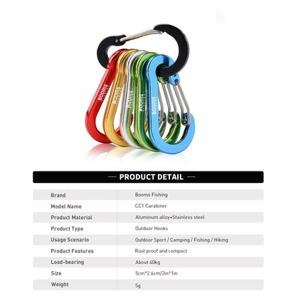 6 Pack Aluminum Carabiner Keychain Snap Clip Lock