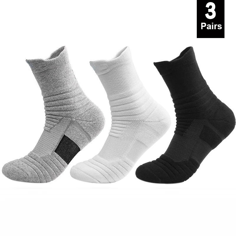 3 Pairs Cotton Crew Socks Breathable Anti Slip Unisex 38 to 44