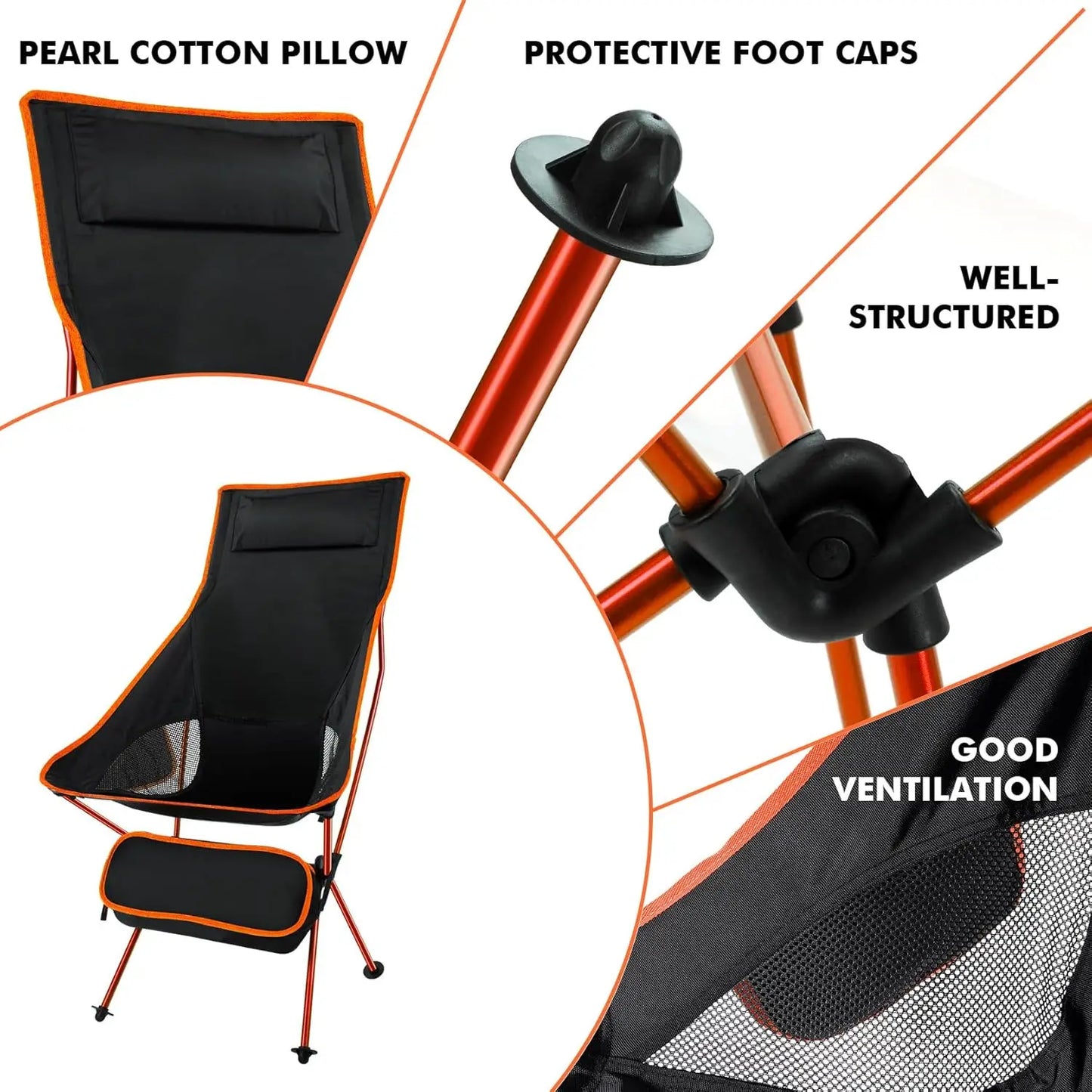 Lightweight High Back Folding Camping Chair with Headrest