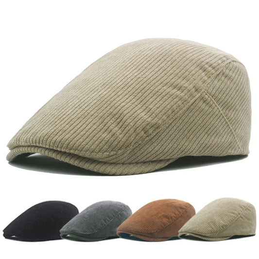 Unisex Corduroy Flat Cap – Retro Outdoor Hat for Everyday Use