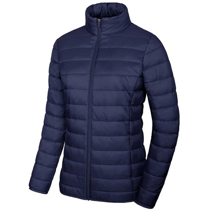 Women’s Lightweight Quilted Puffer Jacket Winter Zip Up Stand Collar