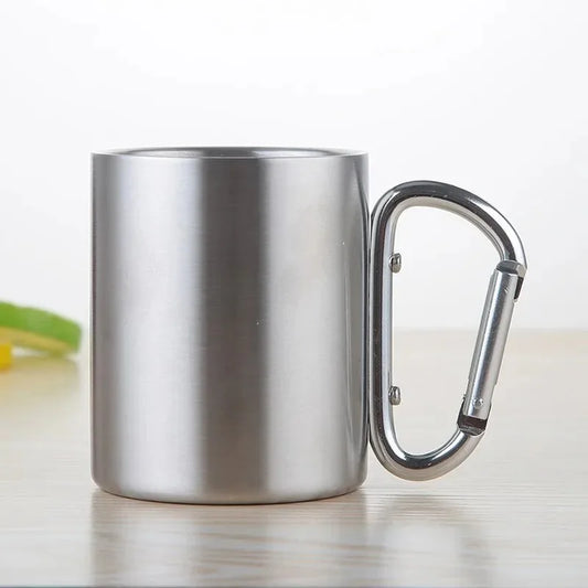 Outdoor Stainless Steel Mug with Carabiner Handle