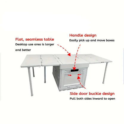 Portable Folding Camping Table with Storage Box and Lid