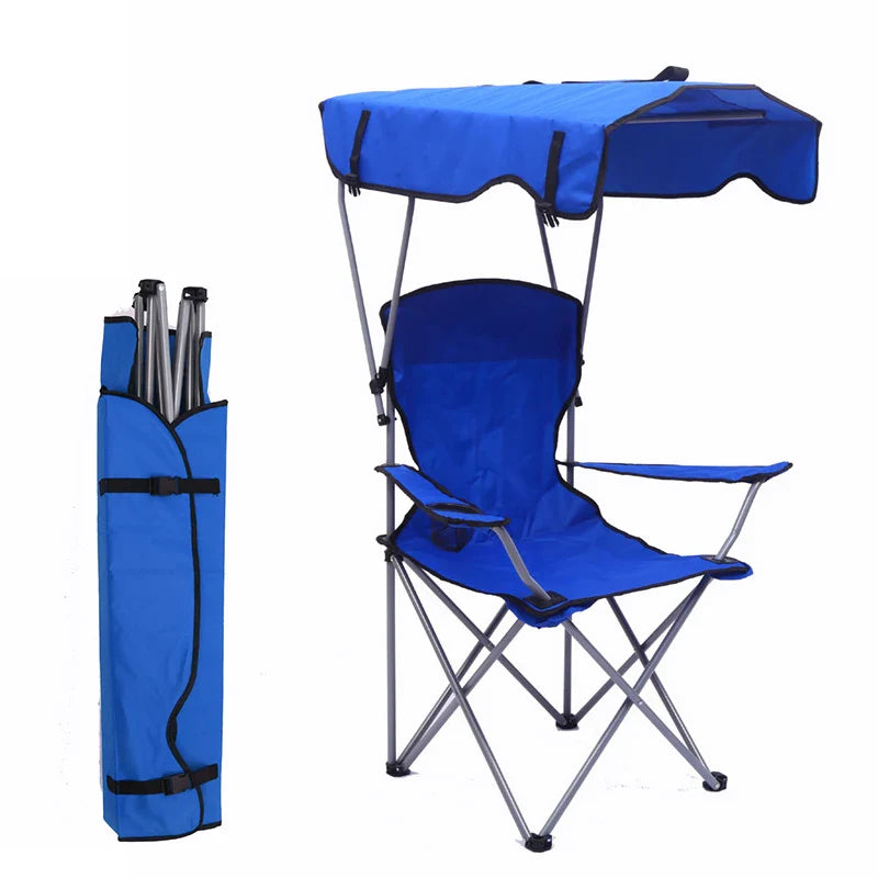 Folding Camping Chair With Cup Holder Canopy and Carry Bag