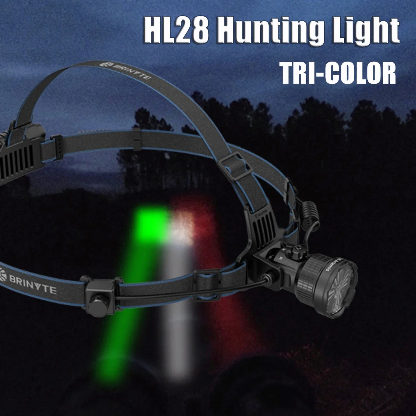 Rechargeable LED Headlamp Zoomable White Red Green Light for Camping