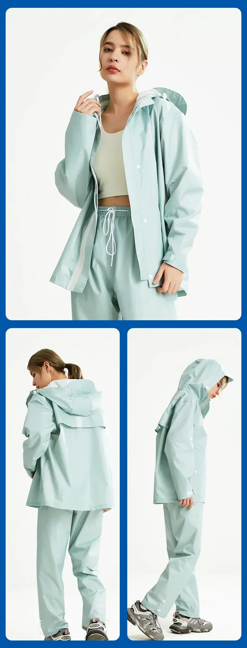 Adult Reflective Rain Suit Waterproof Jacket and Pants