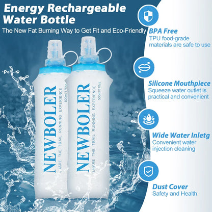 150 to 750 mL Collapsible Silicone Water Bottle for Hiking and Camping