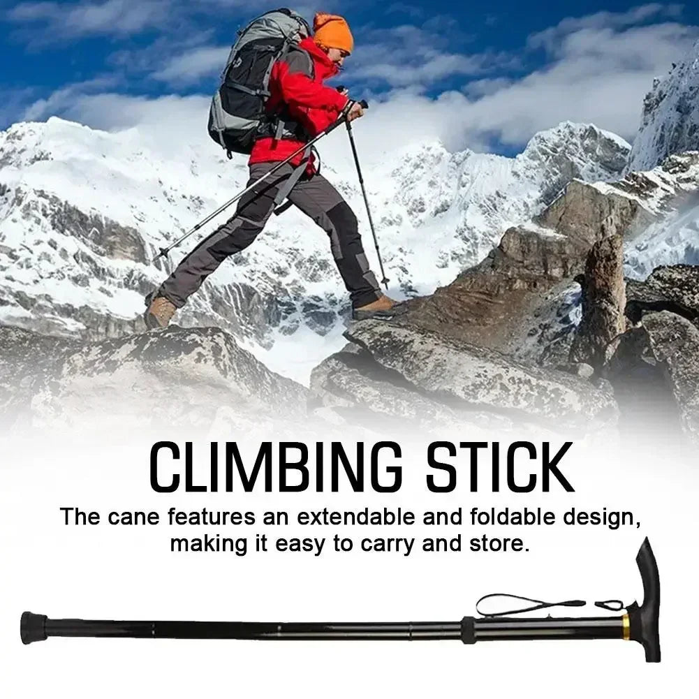 Folding Trekking Pole Aluminum Alloy 4 Section Adjustable Anti Slip