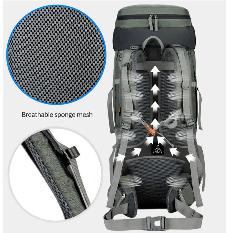 75 L Hiking Backpack with Rain Cover Large Capacity