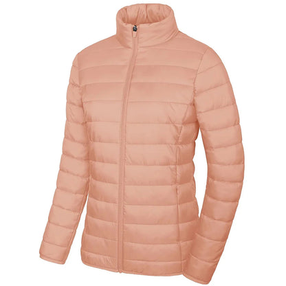 Women’s Lightweight Quilted Puffer Jacket Winter Zip Up Stand Collar