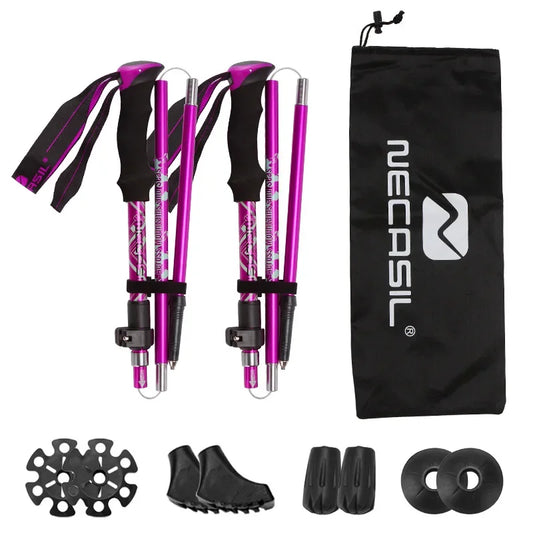 2PCS Folding Trekking Poles – Ultralight Walking Sticks for Hiking & Nordic Walking