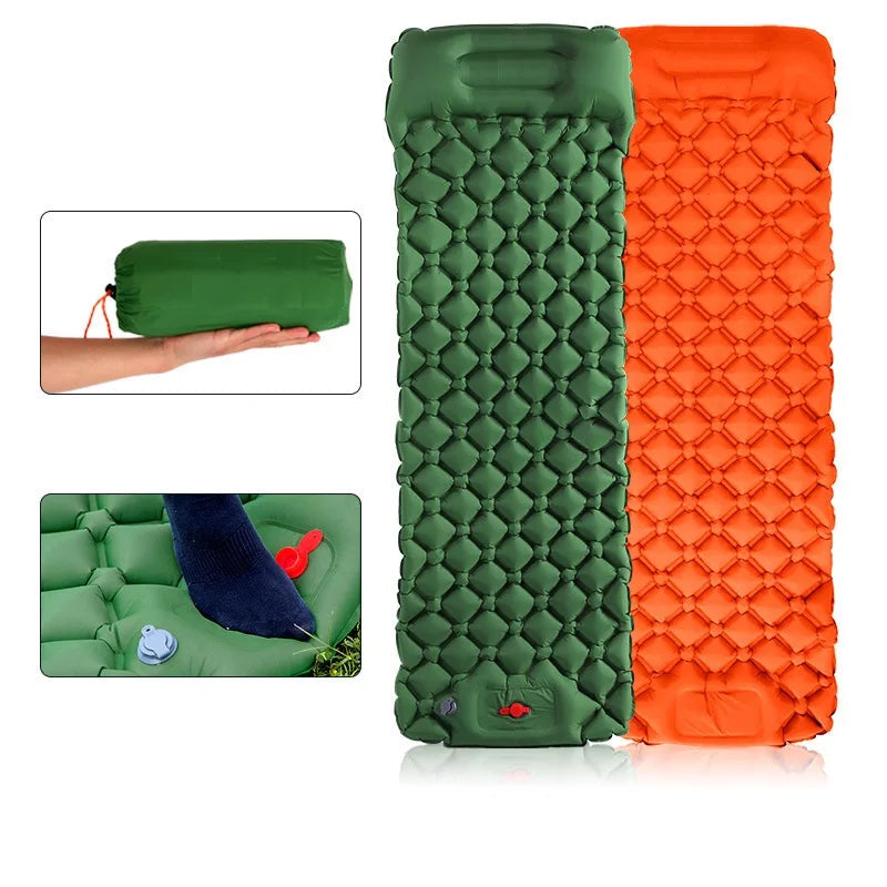 Ultralight Air Mattress 1 Person Moisture-Proof Built In Pump with Pillow