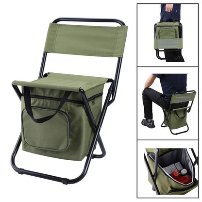 Folding Camping Chair with Backrest and Cooler Bag Lightweight