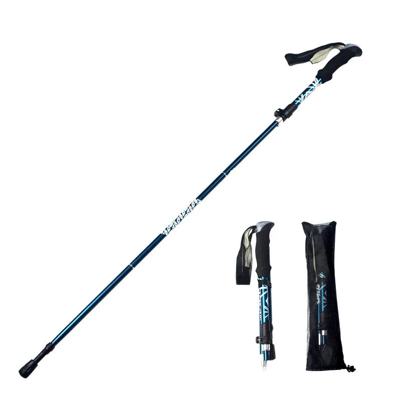 5 Section Telescopic Trekking Pole Folding Portable with Carry Bag