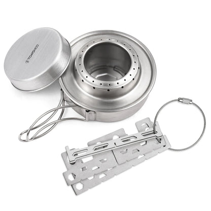 Portable Stainless Steel Alcohol Stove with Folding Handles