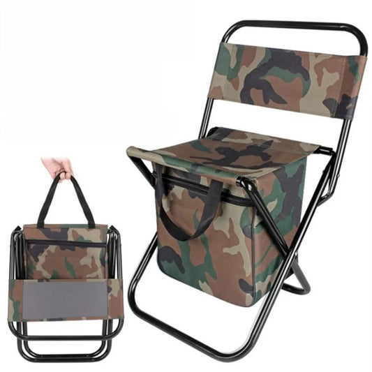 Folding Camping Chair with Backrest and Storage Bag Oxford Fabric